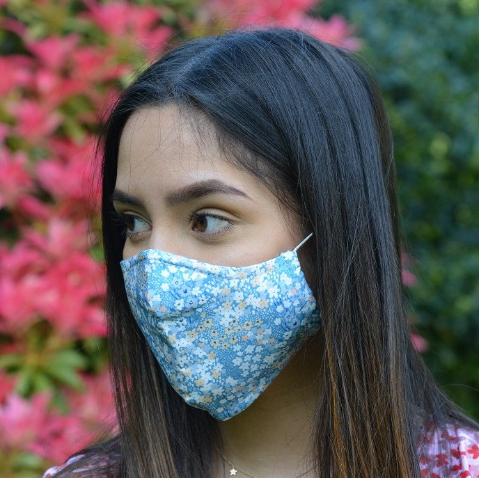 Soft Blue Ditsy - Adults - Reusable Barrier Mask – JESSICA GRAAF